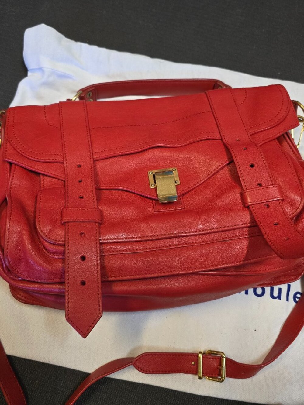 Proenza Schouler Red Leather PS1 Medium Satchel with Gold Hardware